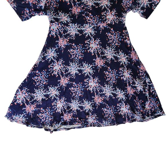 Motherhood Maternity Navy Blue Pink Polka Dot Short Sleeve V Neck Dress Sz XL - Picture 6 of 11